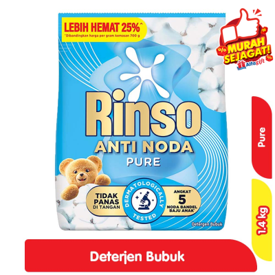 Promo Rinso Anti Noda Deterjen Bubuk Pure 1.4 kg Alfamart