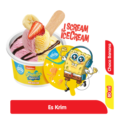 Promo Campina SpongeBob Squarepants Es Krim Fantastic Choco Banana Cup 80 ml Alfamart