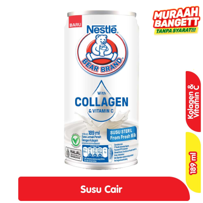 Promo Bear Brand Collagen Vitamin C Susu Cair Steril Kaleng 189 ml Alfamart