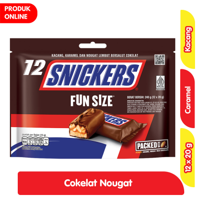 Promo Snickers Nougat Kacang Karamel Bersalut Cokelat 12 x 20 g Alfamart