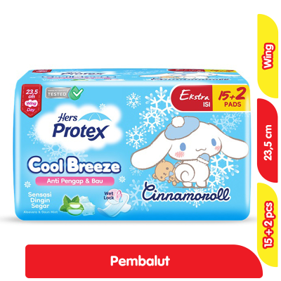 Promo Hers Protex Cool Breeze Cinnamoroll Pembalut Wing 23.5 cm 15 + 2 pcs Alfamart