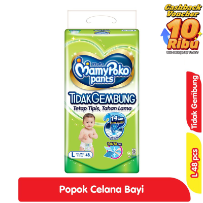 Promo MamyPoko Popok Celana Bayi Tidak Gembung L 48 pcs Alfamart
