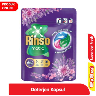 Rinso Matic Deterjen Kapsul Lavender Fresh 189 g