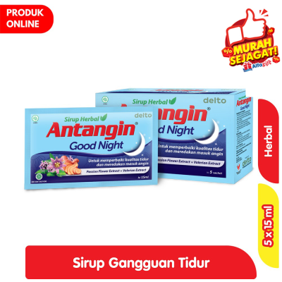 Promo Antangin Good Night Sirup Herbal Suplemen Gangguan Tidur 5 x 15 ml Alfamart
