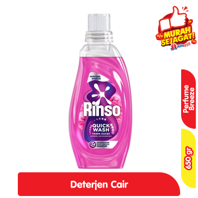 Promo Rinso Perfume Breeze Quick Wash Deterjen Cair 650 g Alfamart