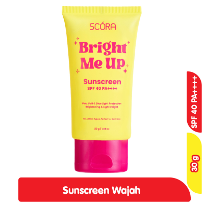 Promo Scora Bright Me Up Sunscreen Wajah SPF 40 30 g Alfamart