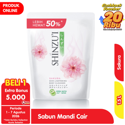 Promo Shinzu'i Skin Lightening Sabun Mandi Cair Sakura Refill 1.5 L Alfamart