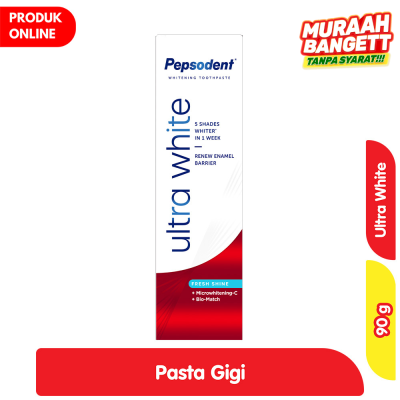 Promo Pepsodent Pasta Gigi Ultra White Fresh Shine 90 g Alfamart
