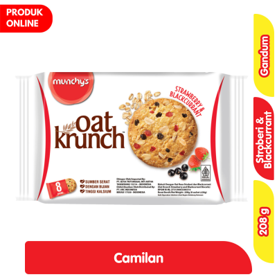 Promo Munchy's Biskuit Gandum Rasa Stroberi dan Blackcurrant 208 g Alfamart