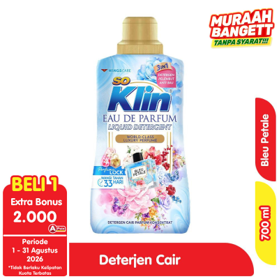 Promo So Klin Deterjen Cair Eau de Parfum Bleu Petale 700 ml Alfamart