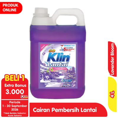 Promo So Klin Cairan Pembersih Lantai Lavender Bloom Jerigen 4 L Alfamart
