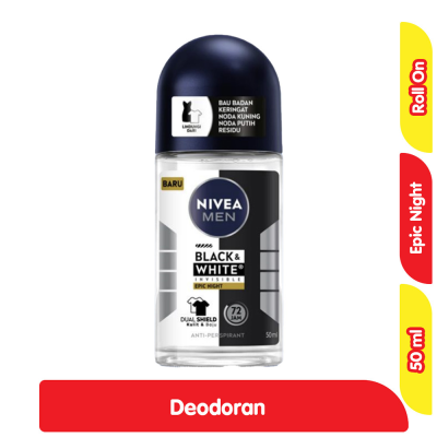 Promo Nivea Men Black & White Invisible Epic Night Deodoran Roll On 50 ml Alfamart
