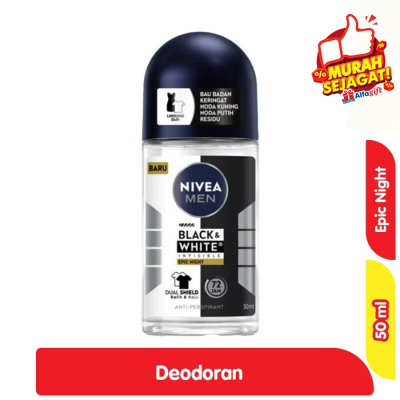 Promo Nivea Men Black & White Invisible Epic Night Deodoran Roll On 50 ml Alfamart