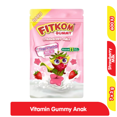 Fitkom Gummy Vitamin D Anak Strawberry Milk 7 x 3 g