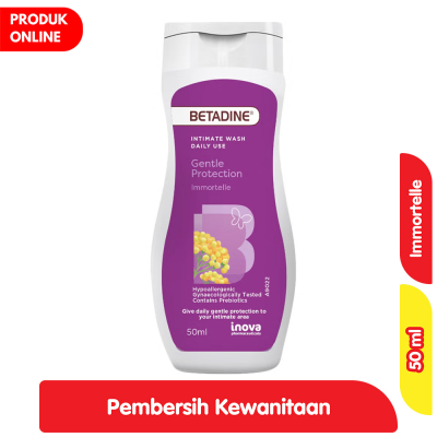Promo Betadine Gentle Protection Pembersih Kewanitaan Immortelle 50 ml Alfamart