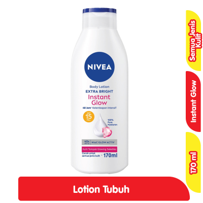 Promo Nivea Extra Bright Instant Glow Lotion Pelembap Tubuh SPF 15 170 ml Alfamart