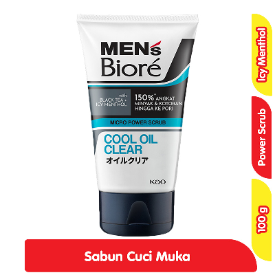 Promo Men's Biore Pembersih Wajah Scrub Cool Oil Clear 100 g Alfamart