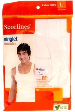 Scorlines Singlet Kaos Dalam Putih L
