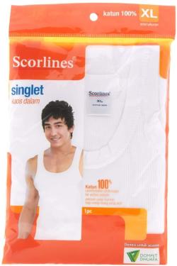 Scorlines Singlet Kaos Dalam Putih XL