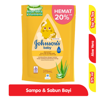 Promo Johnson's Baby Sabun Mandi & Sampo Bayi Aloe Vera & Panthenol 375 ml Alfamart